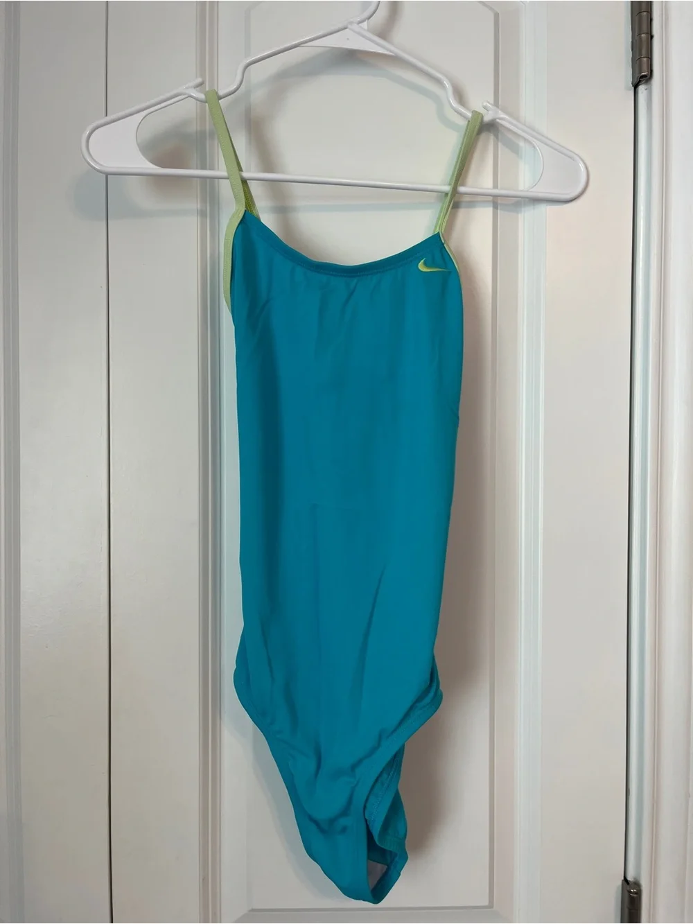 Nike Girls' Teal One-Piece Swimsuit with Lime Green Straps